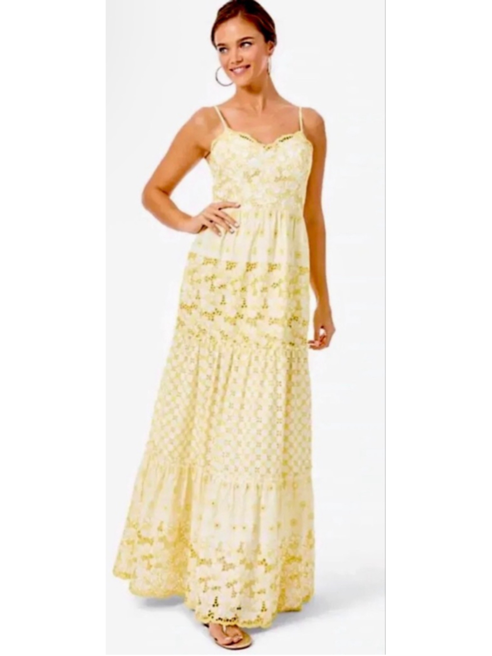 Lilly Pulitzer Kyla Maxi Dress St Tropez Yellow Garden Eyelet 10 NWT